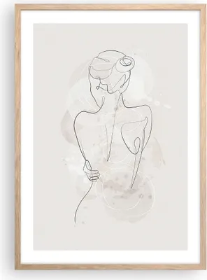 Produktbild von Gerahmtes Poster - Rahmen in heller Eiche - Frau Rücken Rücken - 50x70 cm - Wand Bild - Wanddeko - Wandbilder - Kunstposter - Wandposter - Bilderrahmen - Bilder - Kunstdruck - P2NPA50x70-5090