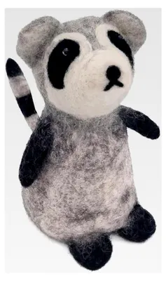 Produktbild von Eierwärmer Waschbär, grau, Filz, Handarbeit, 13cm x 7cm x 7cm