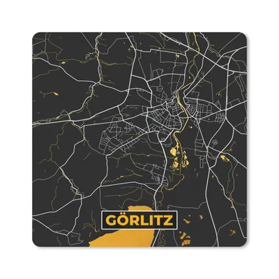 Produktbild von MuchoWow® Mauspad Mousepad Deutschland - Schwarz und Gold - Görlitz - Stadtplan - Karte 20x20 cm - Mousepads - Maus Mat - Pad - Mausunterlage - Desk Mat - Bureauartikeln