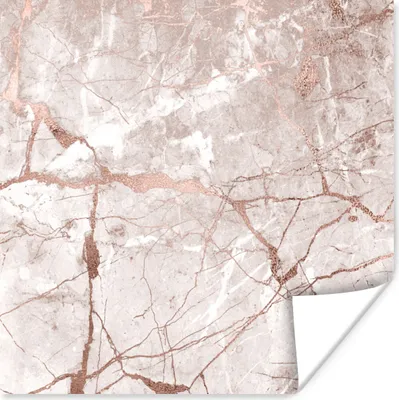 Produktbild von MuchoWow® Poster Marmor - Rosa - Rose - Gold 50x50 cm - Wohnzimmerdekoration