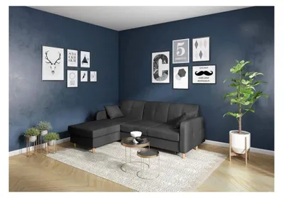 Immagine prodotto di Divano angolare in tessuto Divano a L divano design imbottitura moderna tessile funzione letto nuovo