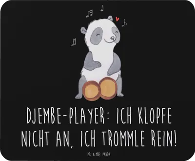 Produktbild von Mr. & Mrs. Panda Mouse Pad Djembe Rhythmus - Schwarz - Geschenk, Mousepad, mousematte, Musiker, Musik, Percussion, Musizieren, mausteppich, Mauspad, Percussion-Instrument