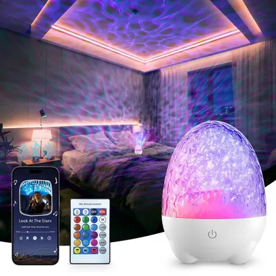 Obrázek produktu pro Projektor hvězdné oblohy s 4 režimy a 360° rotací, 17 barev, dálkovým ovládáním a Bluetooth
