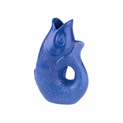Produktbild von GIFTCOMPANY Vase, Steingut, Azure, Fisch-Form, Monsieur Carafon, 1.2 L, Höhe: 24.3 cm, Länge: 17 cm, Breite: 10 cm