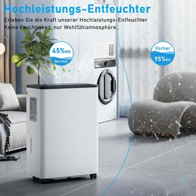 Produktbild von Luftentfeuchter Elektrisch 12L/Tag LED Digitaler, Ultra Leise Energiesparender Raumentfeuchter, Luftentfeuchter für Zuhause 35m², für Schlafzimmer Badezimmer