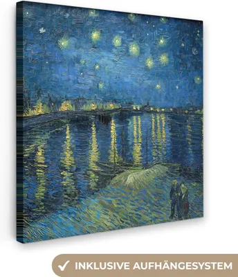 Produktbild von MuchoWow® - Leinwandbilder - Die sternenklare Nacht - Vincent van Gogh, Wandbild, Wanddeko Bilder Wohnzimmer, 20x20 cm