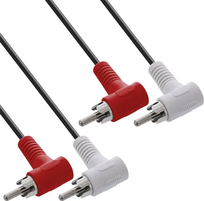 Immagine prodotto di InLine® Cavo Audio 2x RCA maschio / maschio, 1,2m, angolato 90°
