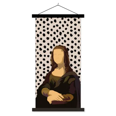Produktbild von MuchoWow® Textilposter Pastell - Mona Lisa - Polka dots - Alte Meister 60x120 cm mit schwarzem Rahmen - Magnete