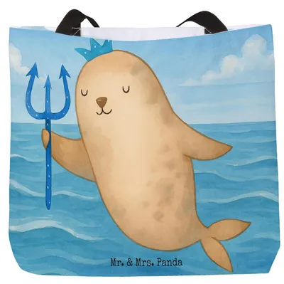 Produktbild von Mr. & Mrs. Panda Shopper Sternzeichen Wassermann Design - Weiß - Geschenk, Geburtstag Januar, Strandtasche, Februar, Tote Bag, Schultasche, Laptoptasche, Nix, Meermann