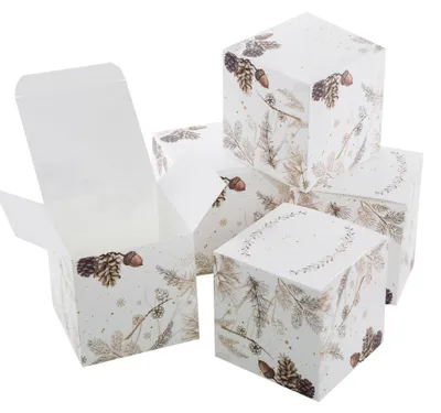 Produktbild von 25 Weihnachtsschachteln Geschenkbox quadratisch 8 x 8 cm zum Befüllen für Weihnachten