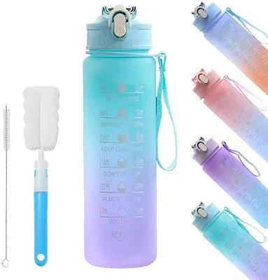 Zdjęcie produktu dla Butelka na wodę Ibenzoa® Tritan, 750 ml, wolna od BPA, gradient kolorystyczny, szczelna, do 100°C, z pętelką do noszenia – idealna do sportu, aktywności na świeżym powietrzu i codziennego użytku