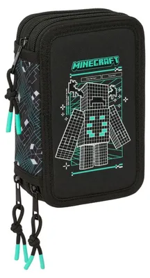 Zdjęcie produktu dla Etui Safta Triple Minecraft, czarne, przeznaczone do przechowywania 37 jednostek, kolor: czarny. Marka: Mann, rozmiar: uniwersalny