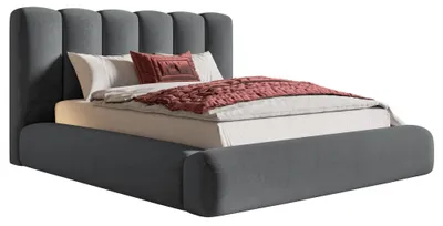 Obrázok produktu pre Čalúnená posteľ s hrubou penou 180x200 cm Lumaro - dvojposteľ s úložným priestorom, roštom - zamat tmavošedá