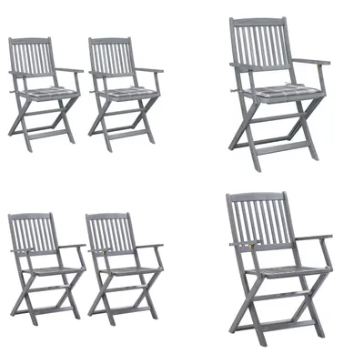 Produktbild von vidaXL Klappbare Gartenstühle 2 Stk. mit Kissen Massivholz Akazie - Gartenstuhl - Gartenstühle - Holz Gartenstuhl - Holz Gartenstühle