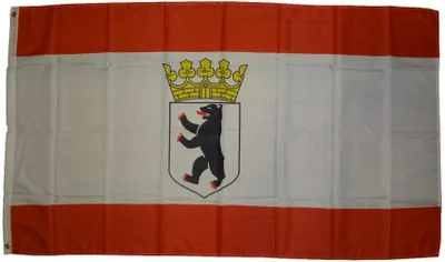 Image de Drapeau Berlin Ours avec couronne 90 x 150 cm avec oeillets métalliques - Drapeau - Hissfahne - Drapeau tempête - à hisser - - 100 grammes de tissu