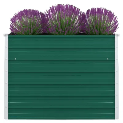 Produktbild von Hochbeet 100 x 100 x 77 cm aus verzinktem Stahl in Grün, Palettenrahmen, Hochteich, Gemüsebeet, Kräuterregal für Balkon, Blumenbeet, Kräuterspirale, Tomatenbeet, Pflanzhochbeet