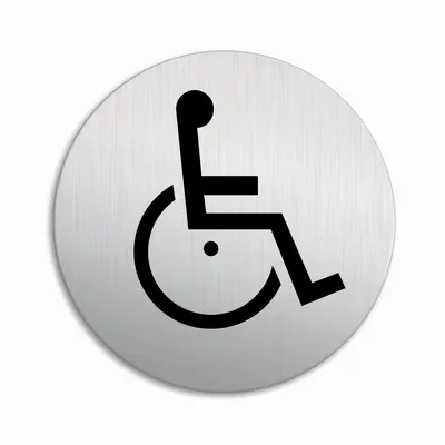Produktbild von Schild Rollstuhl Behinderte Ø 100 mm Stärke 1 mm Aluminium Edelstahloptik selbstklebend