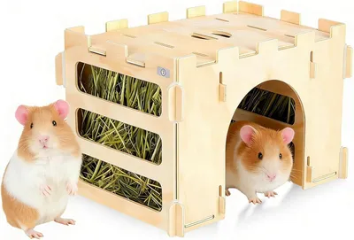 Produktbild von Heuraufe aus natürlichem Holz, 31 x 21 x 21,5 cm, für Meerschweinchen, Kaninchen, kleine Nagetiere