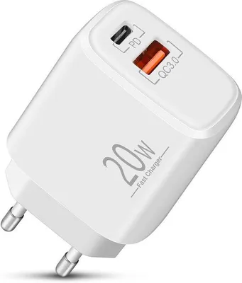 Image de Bloc d'alimentation universel - 20 W, prise à deux ports avec PD et QC 3.0, chargeur rapide pour iPhone et smartphones Samsung