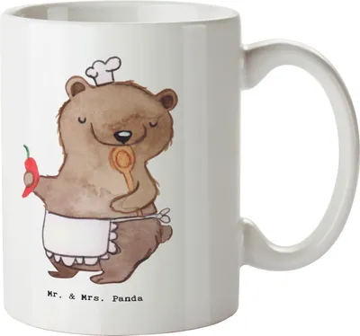 Produktbild von Mr. & Mrs. Panda haferl Koch Herz - Weiß - Geschenk, Yummy, Chefkoch, Kaffeebecher, Teetasse, Tasse, Restaurant, Kaffeetasse, Lecker, keramik