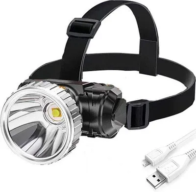 Immagine prodotto di Lampada frontale a LED impermeabile con funzione di ricarica - Nera