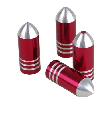 Produktbild von Ventilkappen aus Aluminium 4 Stück metallic rot in Patronenform