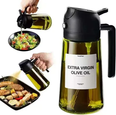 Produktbild von INF Verdickte Glas Öl Sprühflasche - 2-in-1 Sprühen & Gießen, Lichtgeschützt Schwarz