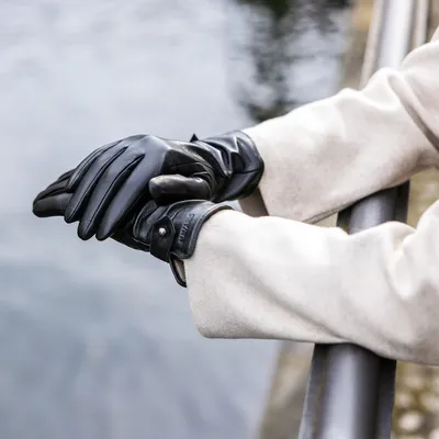 Produktbild von Navaris Touchscreen Nappa Lederhandschuhe für Damen - Leder Handschuhe aus Lammleder mit Kaschmir Mix Futter - Damenhandschuhe mit Touch Funktion