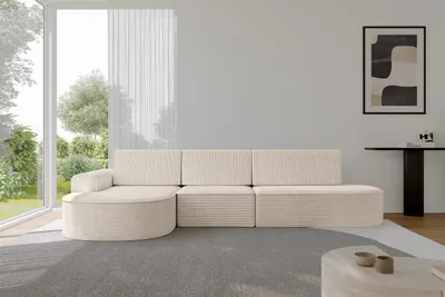 Produktbild von ALTDECOR Ecksofa mit Schlaffunktion und Bettkasten - MARI-L2-S - 368X167X85 - Beige Corner Sofa Eckcouch Couch L-Form, links/rechts angeordnet, Schlafcouch Ausziehbar Wohnlandschaft