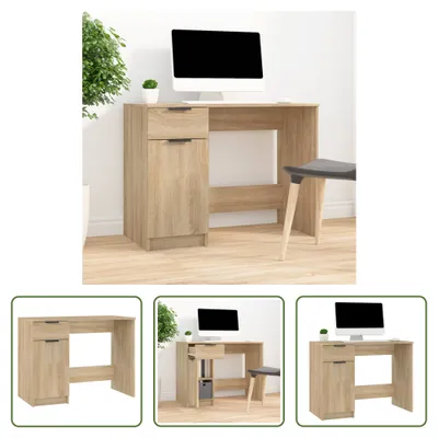 Produktbild von The Living Store Schreibtisch Sonoma-Eiche 100x50x75 cm Holzwerkstoff
