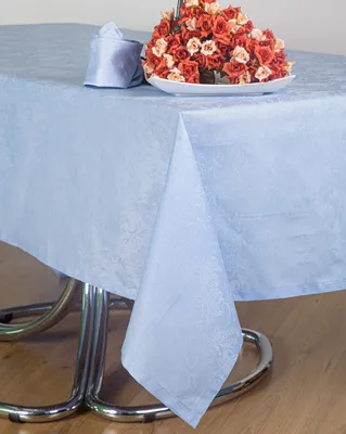 Tischdecke mit 18 Servietten, Jacquard-Baumwolle, 165x360 cm, hellblau