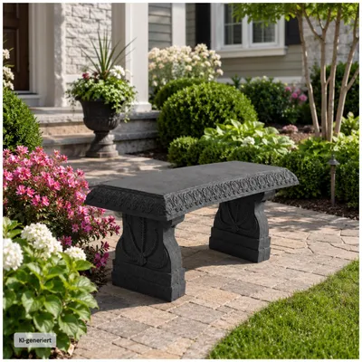 Produktbild von Gartenbank Daphne 100 cm aus Kunststein & recyceltem Polypropylen in Grau – Wetterfeste Sitzbank für Garten und Terrasse