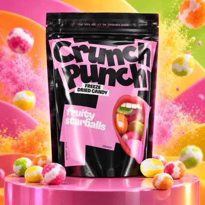 Imagen del producto de Crunch Punch, caramelos liofilizados sabor a frutas, "Fruity Starballs", 100g