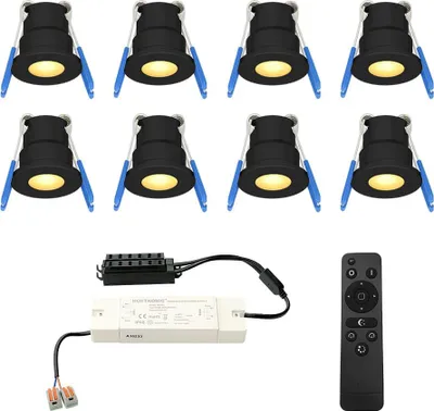 Produktbild von hoftronic Milano LED Mini Einbaustrahler 3W 200lm 2700K IP65 Schwarz Set 8x