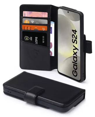 Productafbeelding van MobyDefend Hoesje - Geschikt voor Samsung Galaxy S24  - Luxe Leren  Wallet Bookcase - Zwart