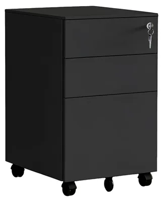 Obrázek produktu pro Kolečkový kontejner Relaxdays, 3 zásuvky, VxŠxH: 60 x 39 x 52 cm, uzamykatelný, kartotéka na kolečkách, kov, černá
