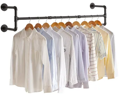 Image de Omgoods - Étagère murale pour vêtements, 127 cm, design industriel