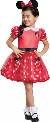 Produktbild von Minnie Mouse Kinder Kostümkleid Rot für Karneval und Halloween Größe: Baby