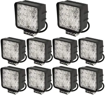 A collection of ten square LED work lights arranged in a grid.