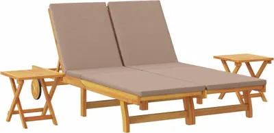 Produktbild von vidaXL Sonnenliege mit Kissen Taupe Massivholz Akazie
