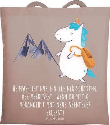 Produktbild von Mr. & Mrs. Panda Shopping Tasche Heimweh überwinden Abenteuer erleben - Braun Pastell - Geschenk, Sehnsucht, Zuversicht, Entdeckergeist, Geschenke, Trostspender, Trost