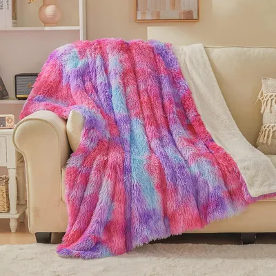 Produktbild von Wohndecke Kunstfell Flauschig Weich Warm Kuschelig Rosa 130x150 cm