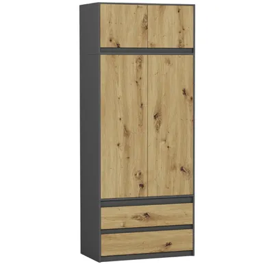 Obrázok produktu pre Šatníková skriňa s nadstavcom 90 x 234 cm FRAMIRE B-9-NTIP antracit mix artisan