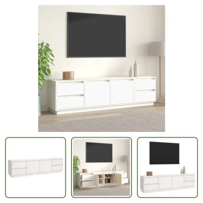 Produktbild von The Living Store TV-Schrank Weiß 176x37x47,5 cm Massivholz Kiefer