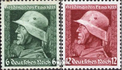 Produktbild von Briefmarken Deutsches Reich 1935 Mi 569y-570y (kompl.Ausg.) mit Falz Heldengedenktag