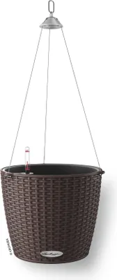Produktbild von LECHUZA-Pflanzgefäß NIDO Cottage 28 Mokka | Hängeampel mit Bewässerungssystem, Wasserstandsanzeiger, Pflanzeinsatz | Flechtoptik |Ø 27 x 23 cm | 15195