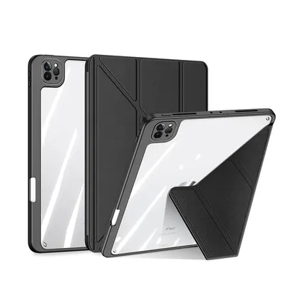 Produktbild von Hülle für iPad8/9/10/11 10.2, Multifunktionale iPad Hülle mit abnehmbarem Cover, Ständer, Stifthalter, transparent, Schwarz