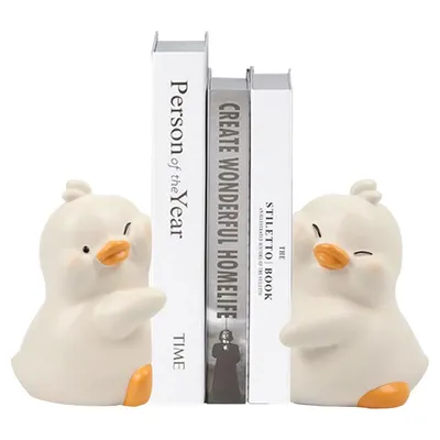 Produktbild von Niedliche Ente Buchstützen Kreative Harz Buchständer, Buchhalter rutschfeste Buch Holder für Zuhause, Büro, Bibliothek, Schule