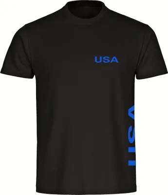 Produktbild von multifanshop Herren T-Shirt - USA - Brust & Seite, schwarz, Größe 4XL