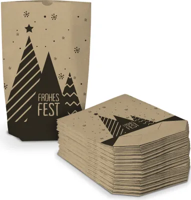 Produktbild von itenga Geschenktüte Frohes Fest 17x26cm braun schwarz - 50 Tüten